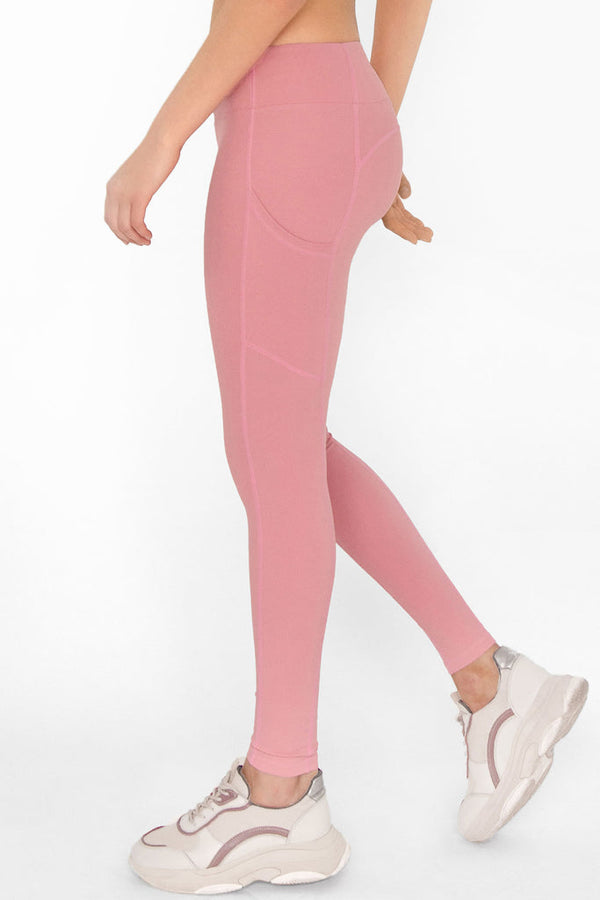 PINEAPPLE CLOTHING - Dusty Pink Side Pockets Workout Leggings/Yoga Pants