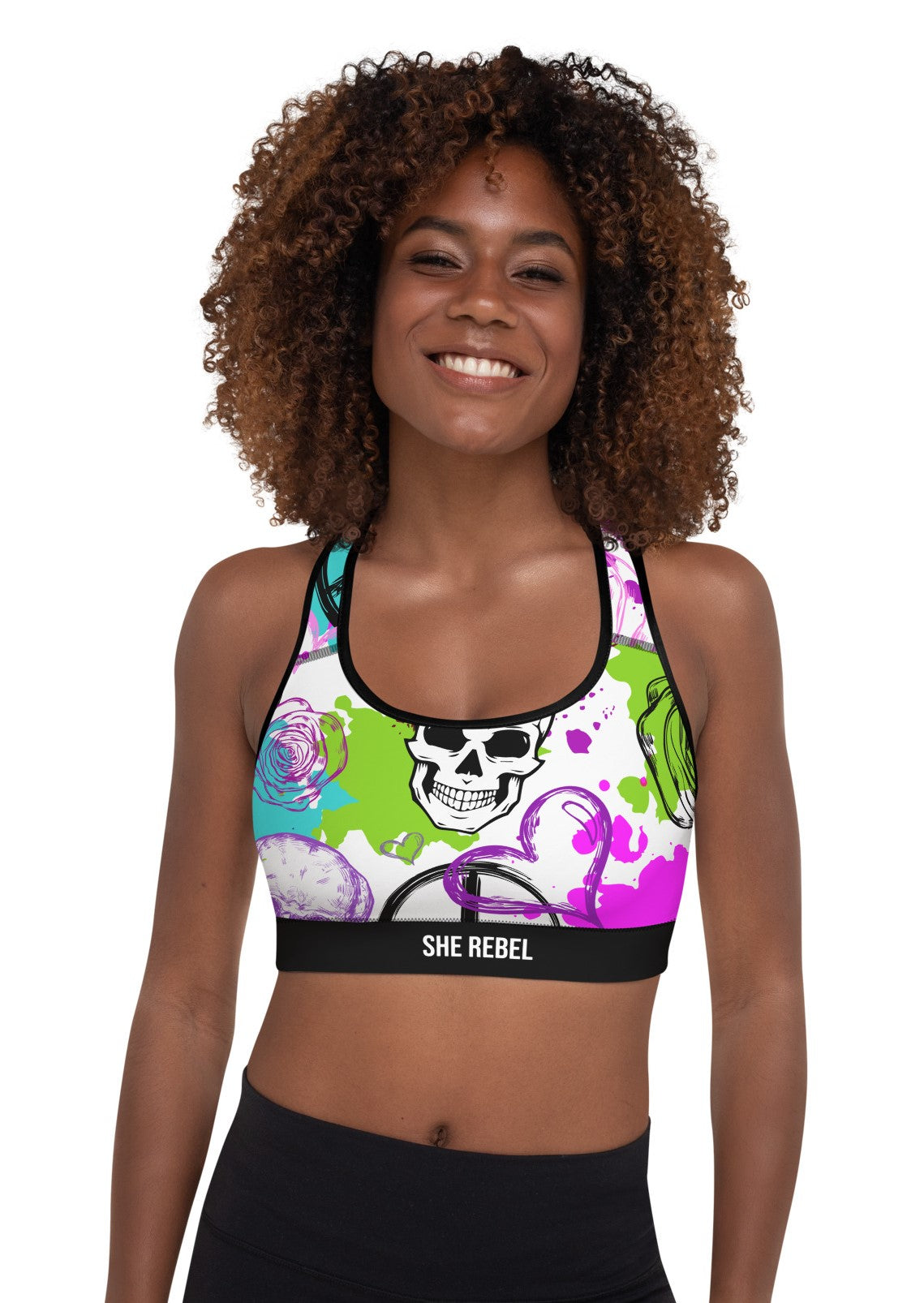 SHE REBEL - Floral Goth Print Sports Bra – She Rebel Fitwear