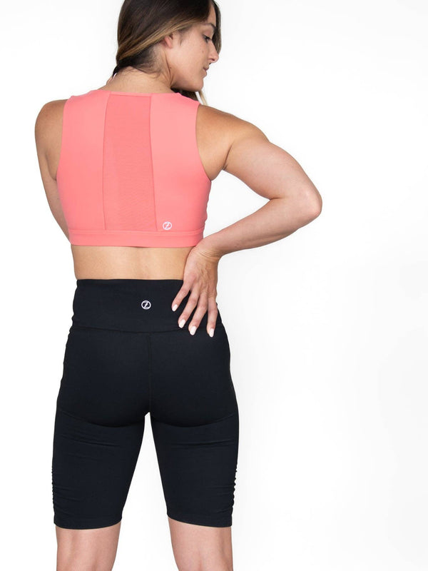 BODY WRAPPERS - Sports Bra with Power Mesh Insert Front/Back in Coral