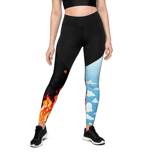 SHE REBEL - Heaven & Hell Sporty Compression Fit Leggings with Pocket