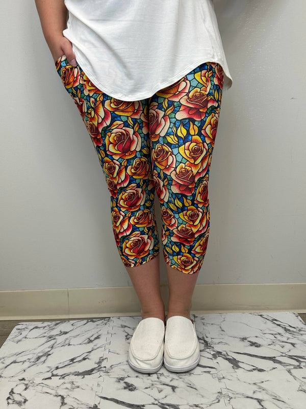 TL CLOTHING - Stained Glass Capris with Pockets | Size Inclusive - Only A Few Left!