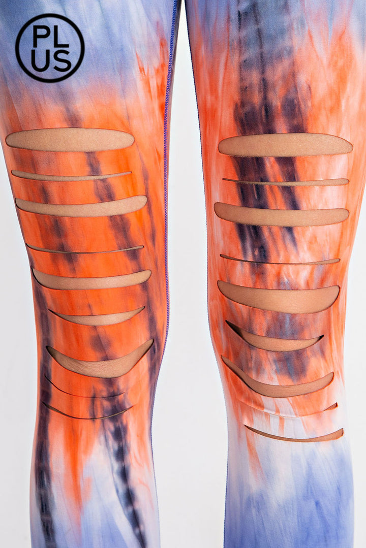 Plus Size Tie Dye Laser cut Leggings