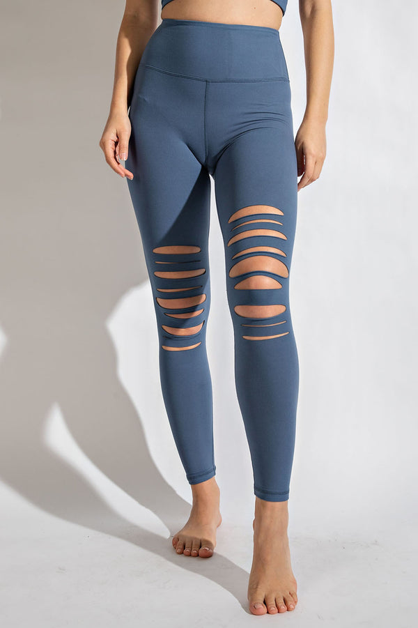 RAE MODE - Laser Cut Leggings in Code Blue