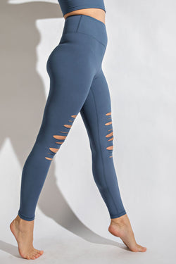 Laser Cut Leggings in Code Blue