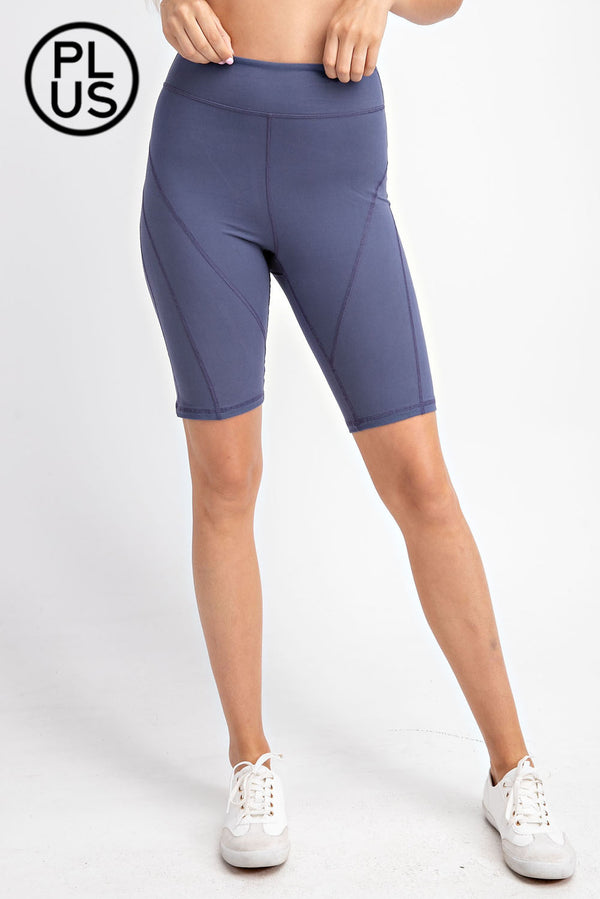 RAE MODE - High-Rise Butter Soft Biker Shorts in Vintage Denim | Plus Size