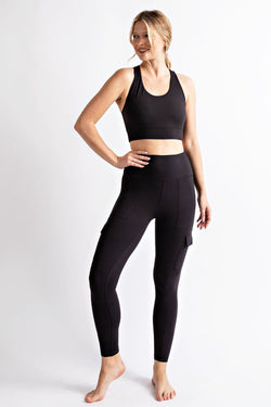 Butter Soft Cargo Yoga Pants in Black