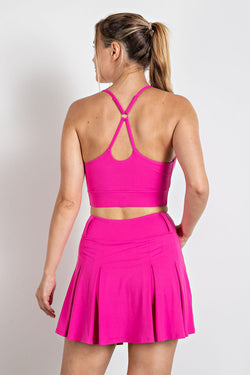 Butter Soft Pleat Golf Skort with Belt Loop in Sonic Pink