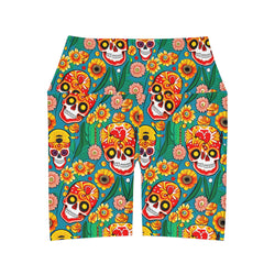 Groovy Summertime Skulls Yoga Shorts