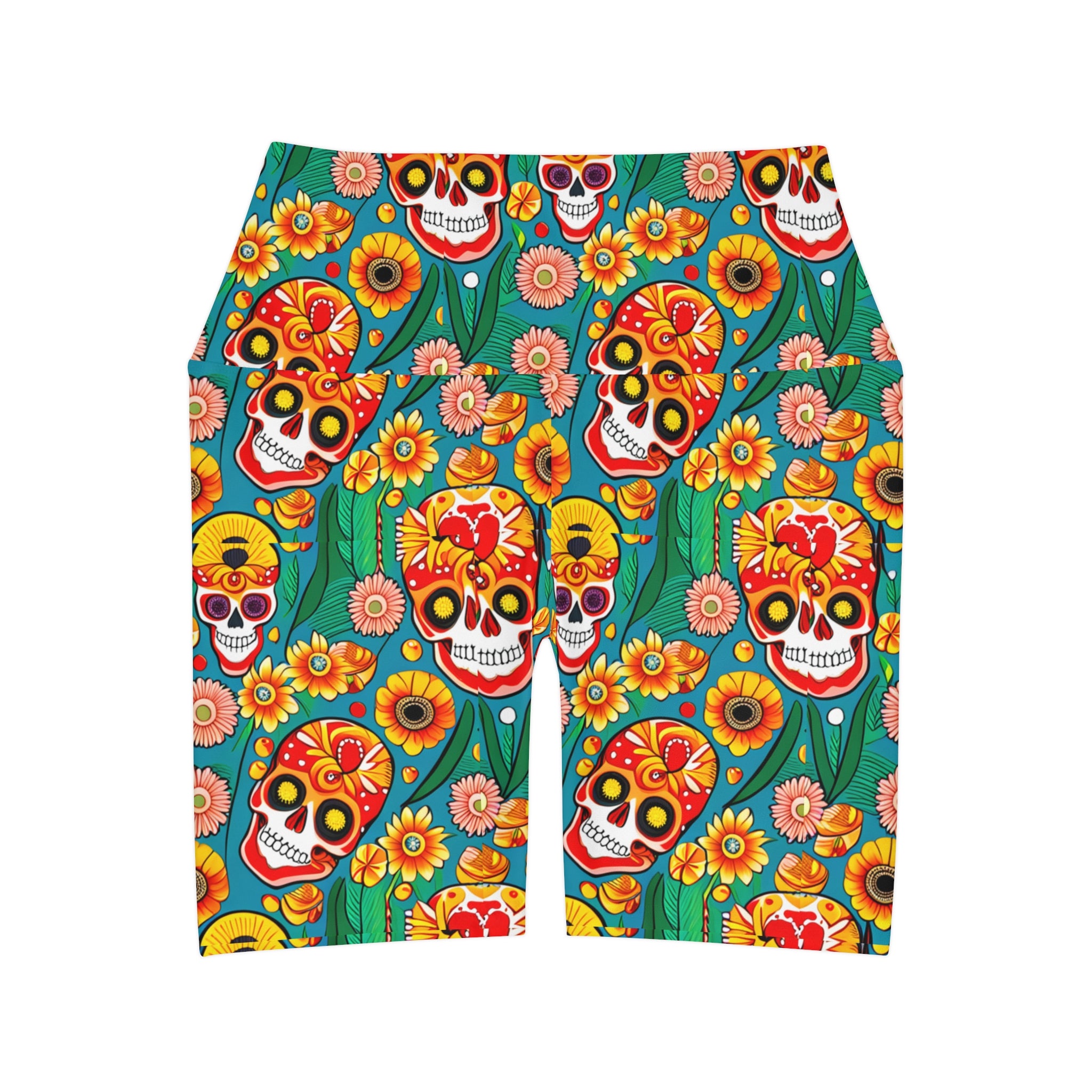 Groovy Summertime Skulls Yoga Shorts