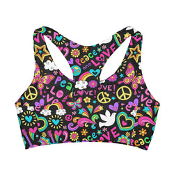 Peace & Love Retro Girls' Seamless Sports Bra (Ages 3 - 11)