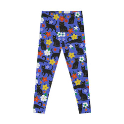 Floral Cat Print Stretchy Leggings