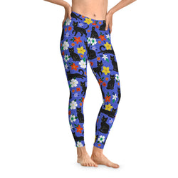 Floral Cat Print Stretchy Leggings