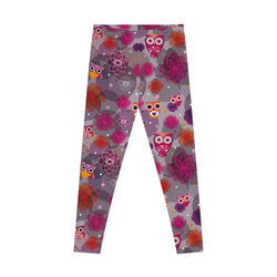 Colorful Owl Print Casual Stretchy Leggings