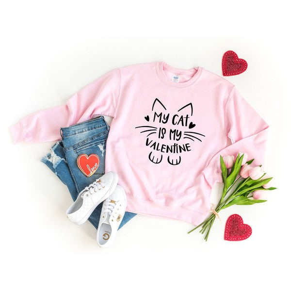 My Cat is My Valentine Graphic Sweatshirt | Available in 4 Colors