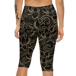 Golden Bloom Capri Leggings
