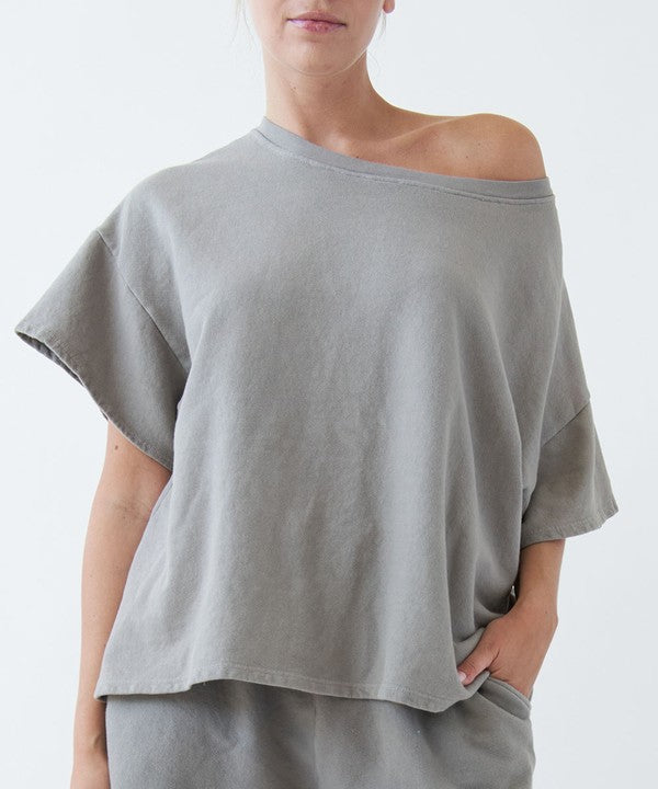 FABINA - Eco-Friendly Garment Dye Oversized Crop Top