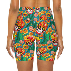 Groovy Summertime Skulls Yoga Shorts