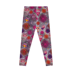 Colorful Owl Print Casual Stretchy Leggings