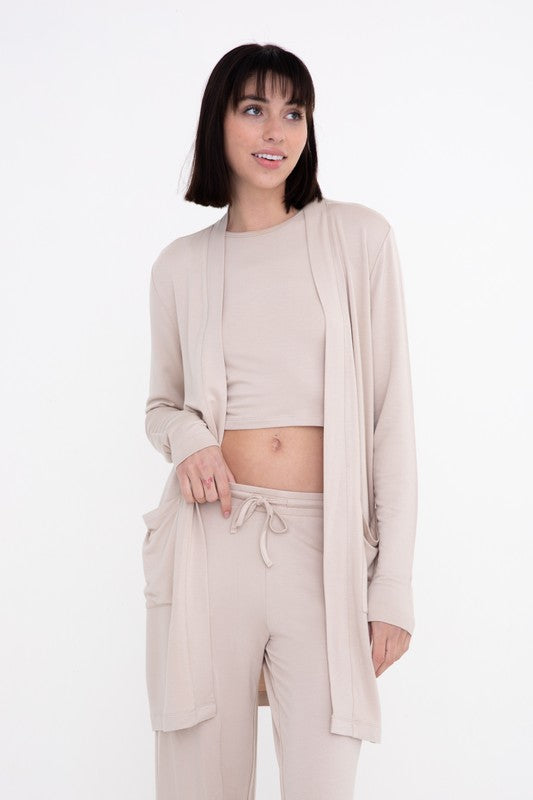 MONO B - Lounge Open-Front Terry Cardigan | Available in 2 Colors