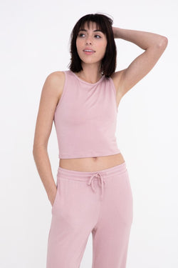 MONO B - Lounge Terry Cropped Tank Top | Available in 2 colors