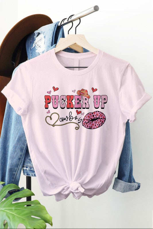 Pucker Up Cowboy Valentine's Day Graphic Tee | Available in 5 Colors