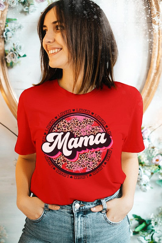 Valentine's Day Leopard Loved Mama Circle Tee