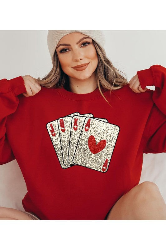 Ace of Hearts Distressed Look Sweatshirt | Available in 5 Colors