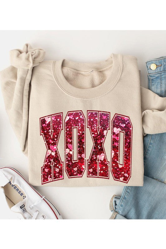 XOXO "Faux" Sequin Valentine's Day Sweatshirt | Available in 4 Colors