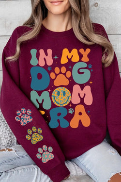 My Dog Mom Era Sleeve Graphic Fleece Sweatshirt