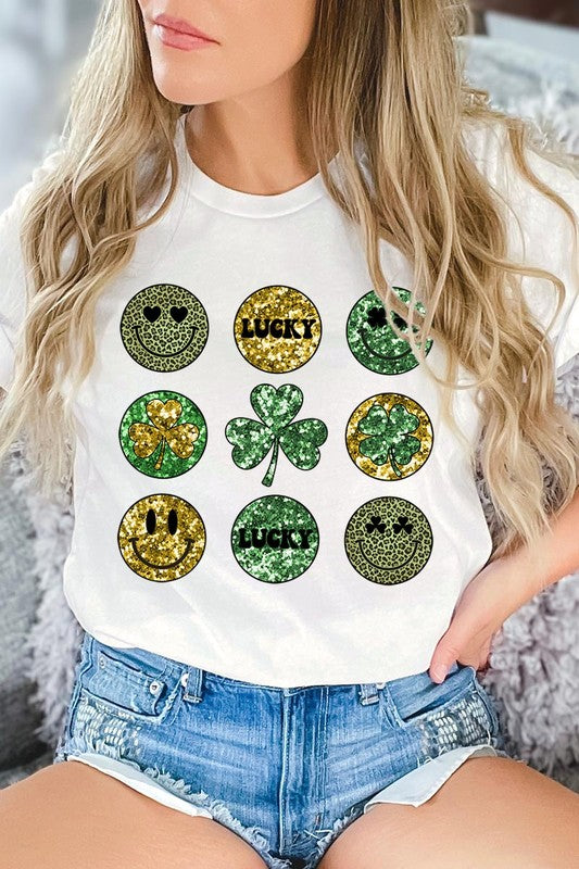 Smile Face St Patrick's Day Graphic T Shirt | Available in 8 Colors