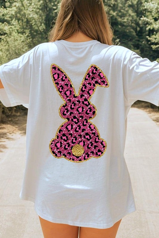 Easter Bunny "Faux" Glitter Back Graphic Tee
