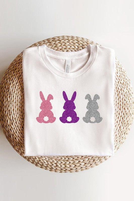 Easter Bunny Glitter Patch Graphic Tee | Available in 6 Colors