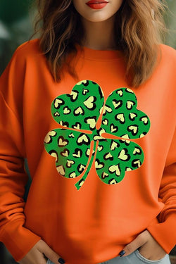 Four Leaf Clover Graphic Fleece Sweatshirt