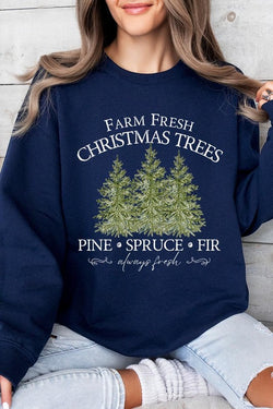 Farm Fresh Christmas Trees Graphic Sweatshirt