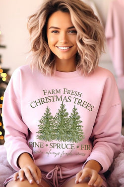 Farm Fresh Christmas Trees Graphic Sweatshirt