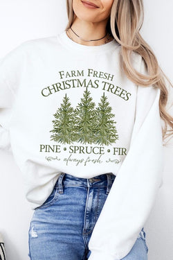 Farm Fresh Christmas Trees Graphic Sweatshirt