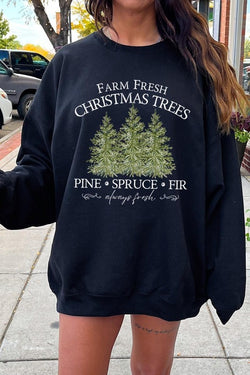 Farm Fresh Christmas Trees Graphic Sweatshirt