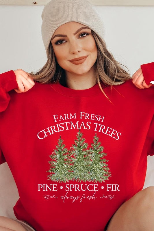 Farm Fresh Christmas Trees Graphic Sweatshirt