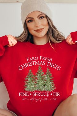 Farm Fresh Christmas Trees Graphic Sweatshirt