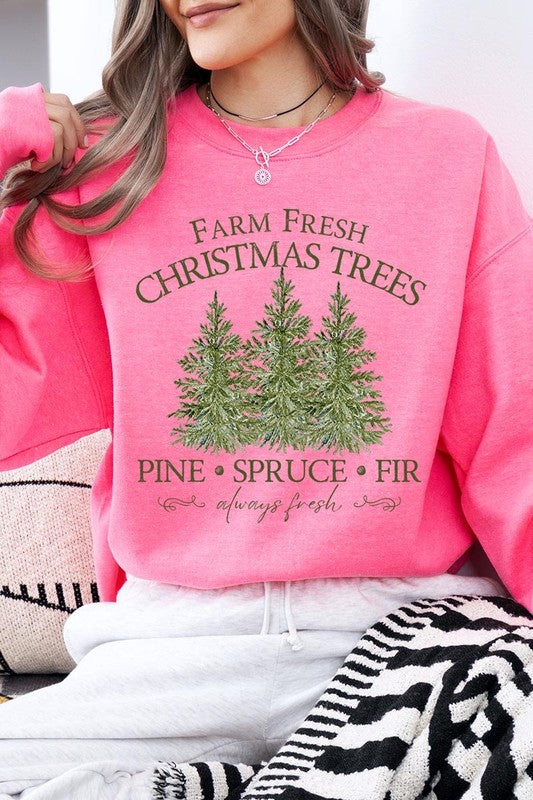 Farm Fresh Christmas Trees Graphic Sweatshirt