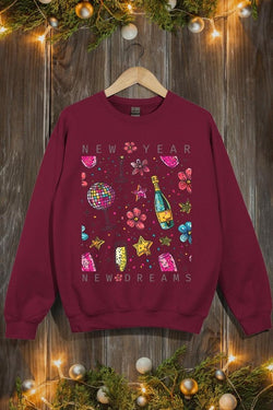 New Year New Dreams Graphic Fleece Sweatshirt