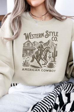 Western Style Fleece Graphic Sweatshirt