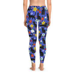Floral Cat Print Stretchy Leggings