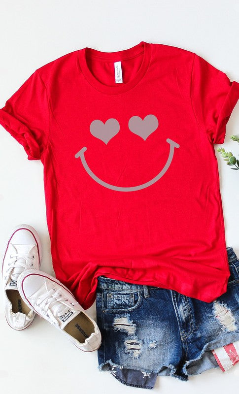 Heart Eyes Smiley Valentine's PLUS SIZE Graphic Tee | Available in 5 Colors