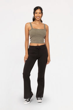 Mono B Drawstring Flared Pants in Black