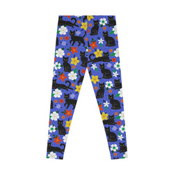 Floral Cat Print Stretchy Leggings
