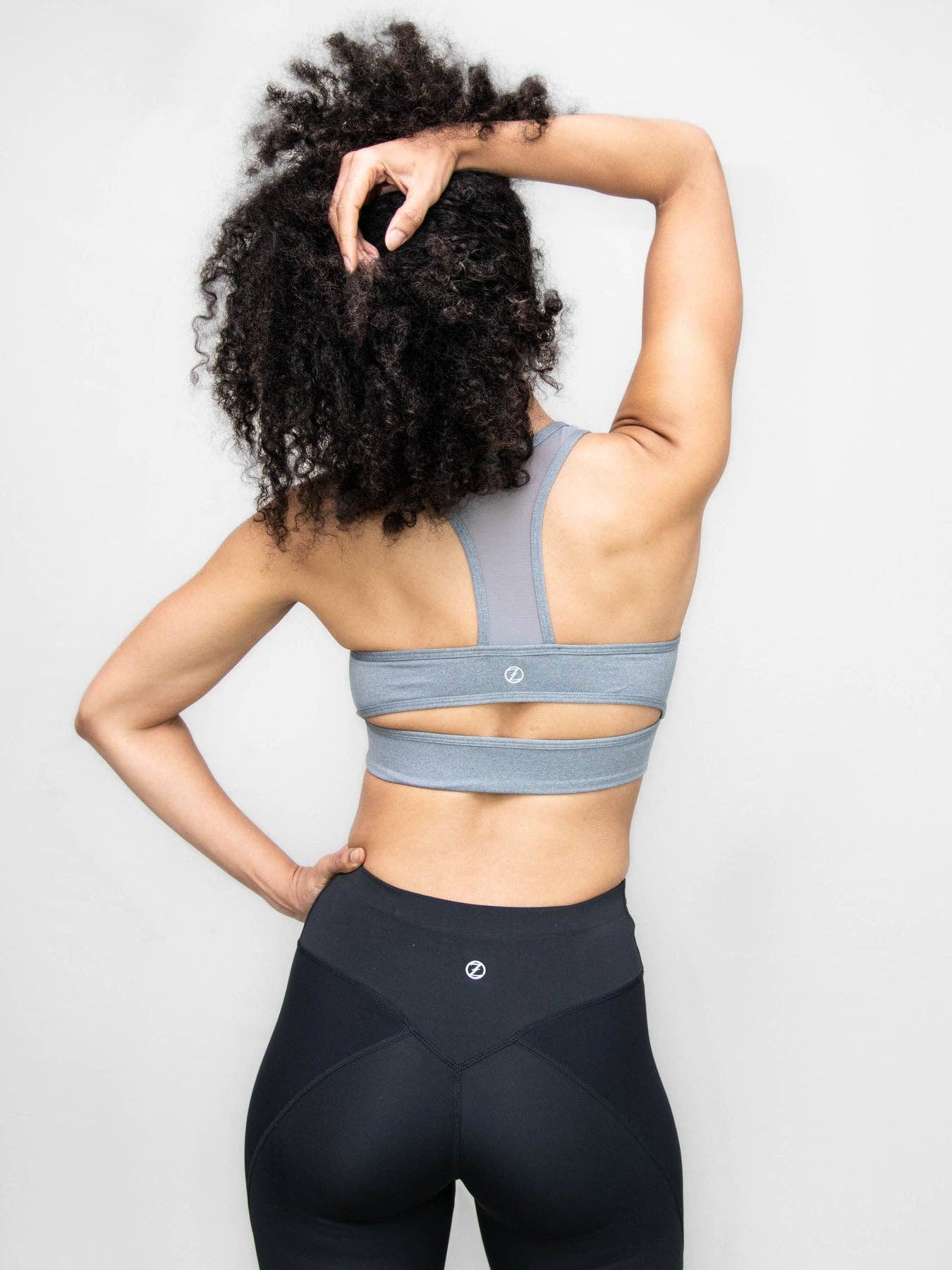 Coin Grey Racerback Bra Top with Mesh Inserts
