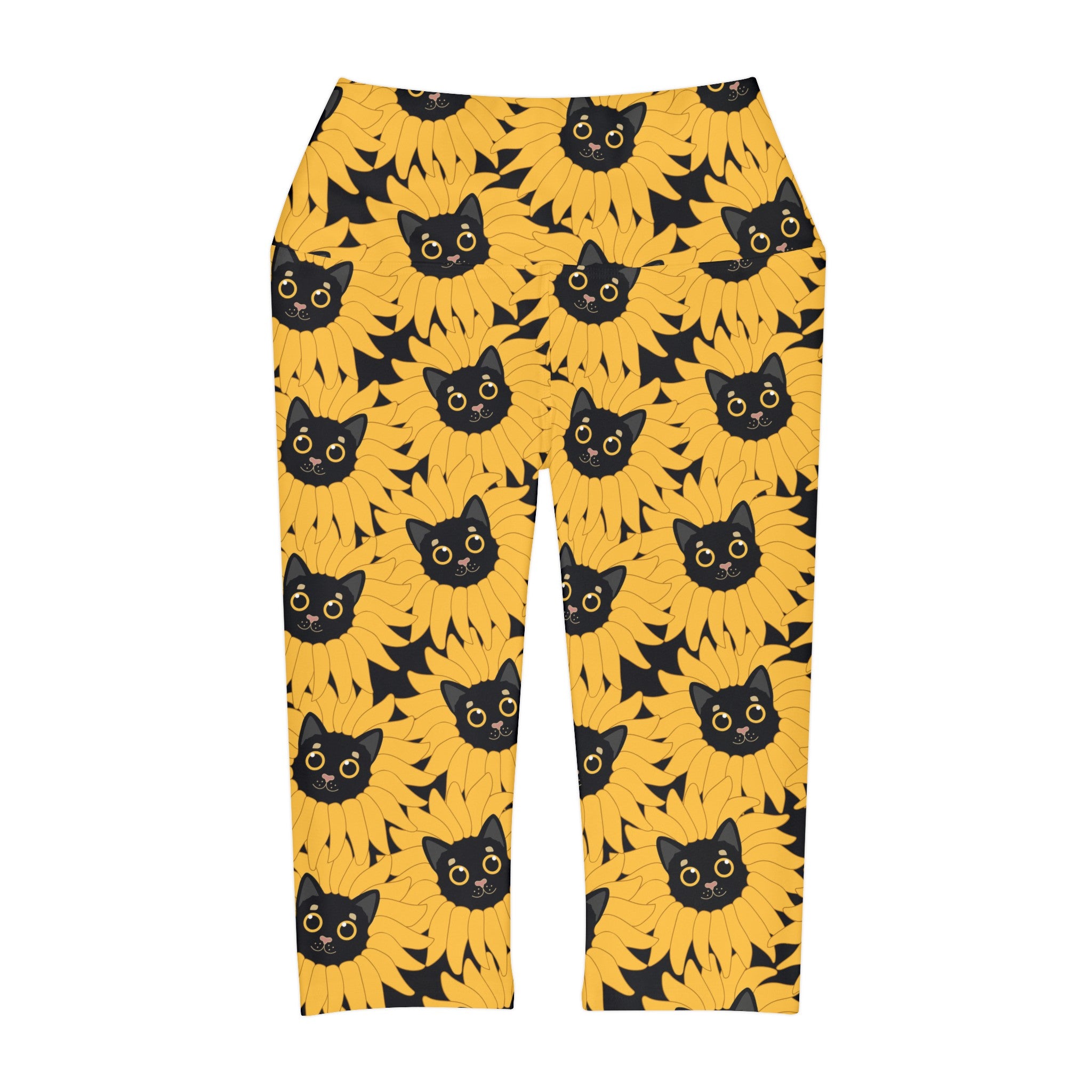Kitty Sunflower Yoga Capri Leggings