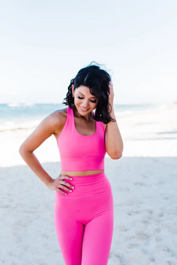Hot Pink Criss Cross Sports Bra