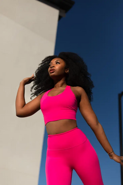 Hot Pink Criss Cross Sports Bra